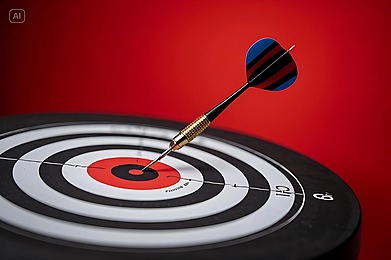 pngtree targeted ad concept with dart hitting bullseye on marketing board image 17105669
